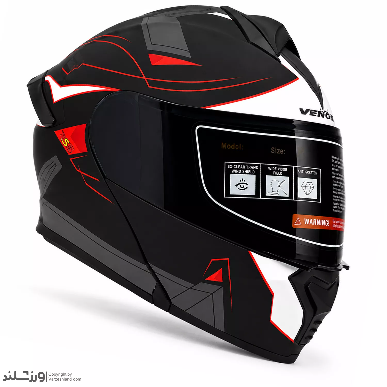 2329 کلاه کاسکت ونوم VENOM فک متحرک مشکی قرمز کد 2329 – سایز M - Image 1