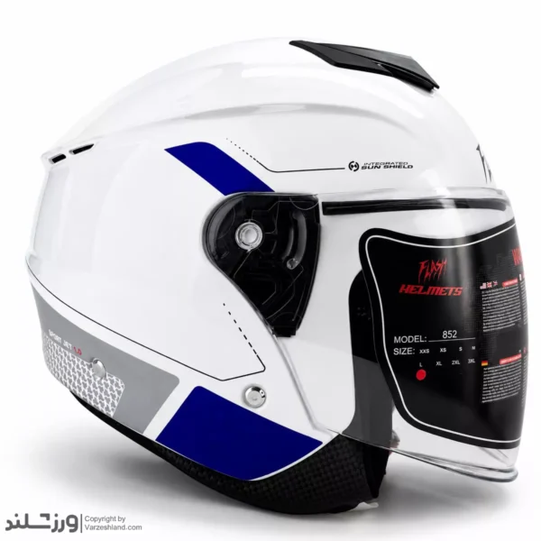کلاه کاسکت بدون فک فلش White Blue
