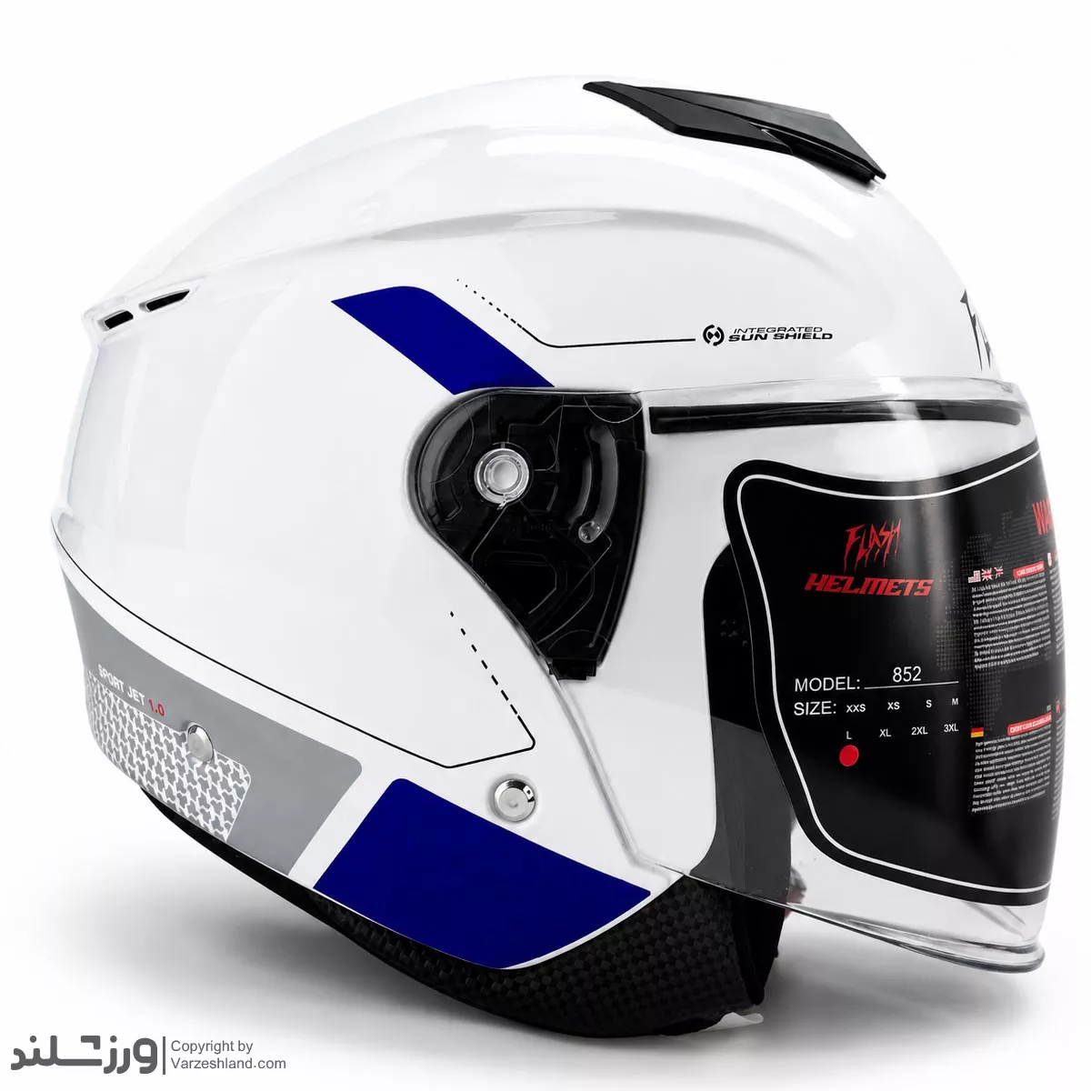 کلاه کاسکت بدون فک فلش White Blue کلاه کاسکت بدون فک فلش White Blue